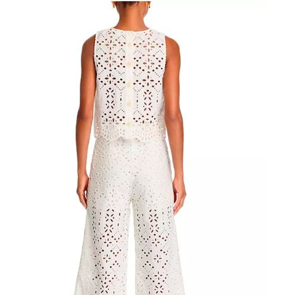 Veronica Beard  Adelyn Eyelet Sleeveless Top Sz 0 NWT 348 White IRRG - Picture 4 of 16